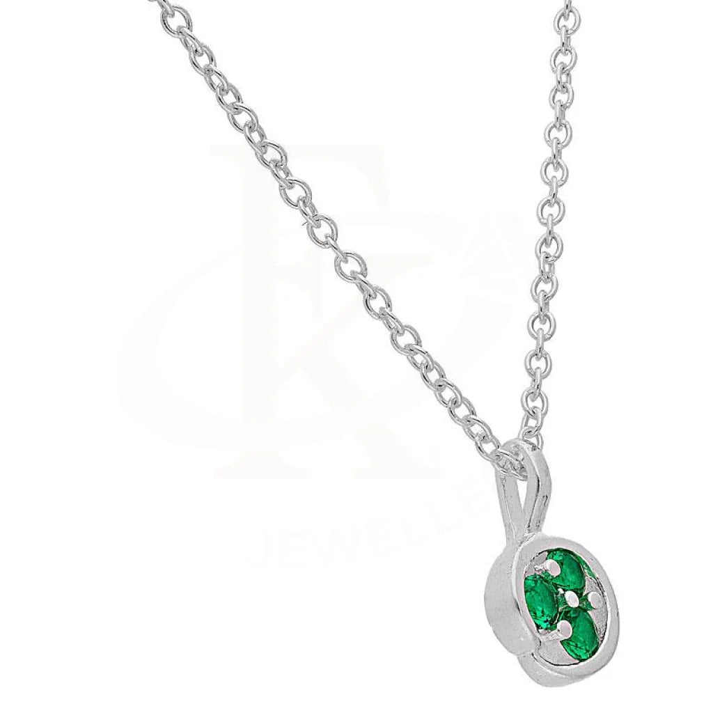 Italian Silver 925 Green Triple Solitaire Pendant Set (Necklace Earrings And Ring) - Fkjnklstsl2107