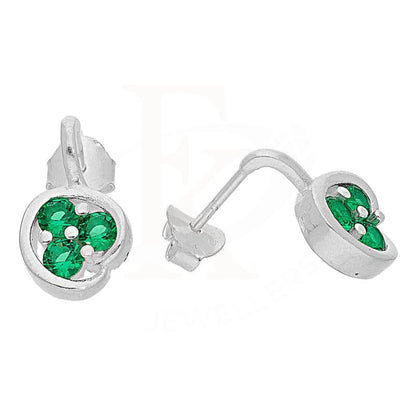 Italian Silver 925 Green Triple Solitaire Pendant Set (Necklace Earrings And Ring) - Fkjnklstsl2107