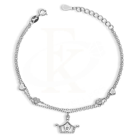 Italian Silver 925 Hanging Crown With Hearts Bracelet - Fkjbrlsl2561 Bracelets