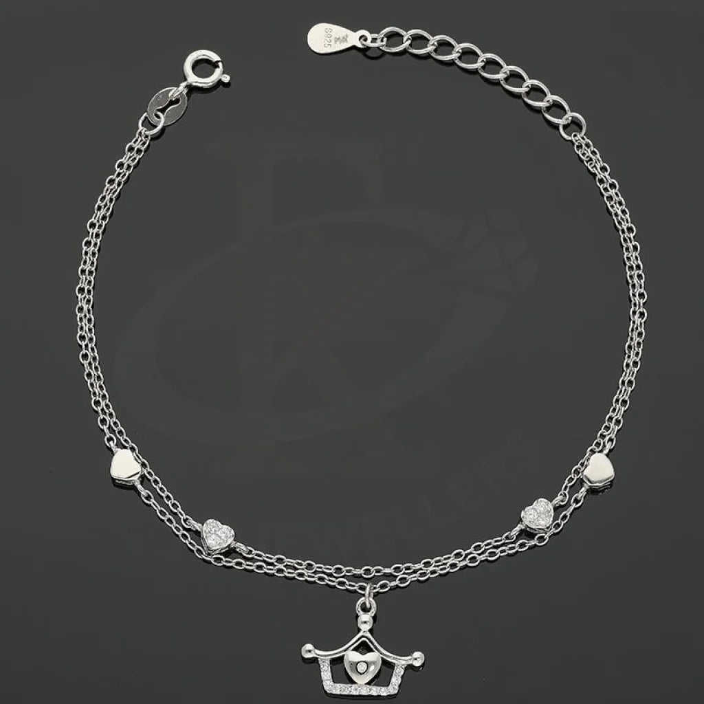 Italian Silver 925 Hanging Crown With Hearts Bracelet - Fkjbrlsl2561 Bracelets