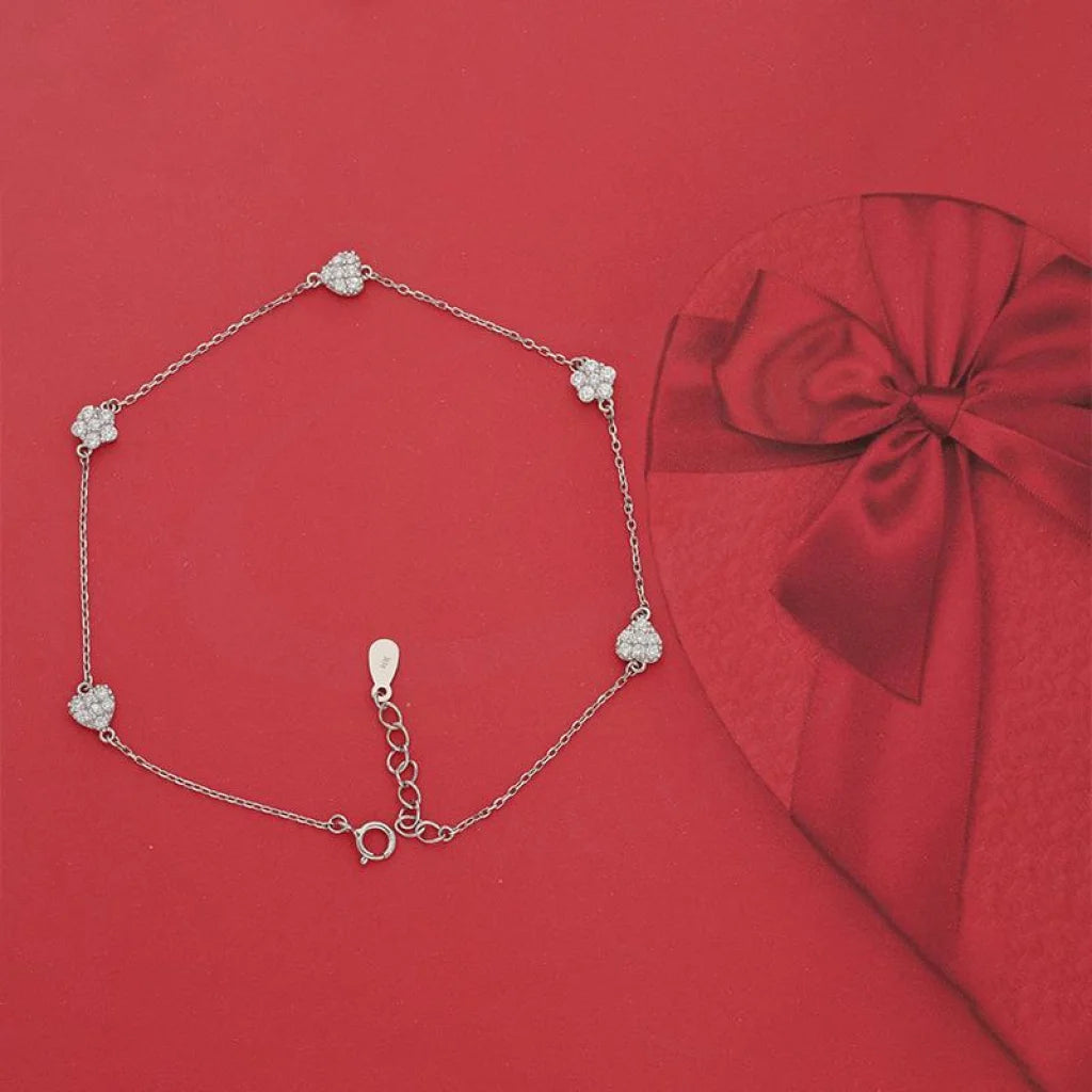 Italian Silver 925 Heart Anklet - Fkjanklsl1995 Anklets