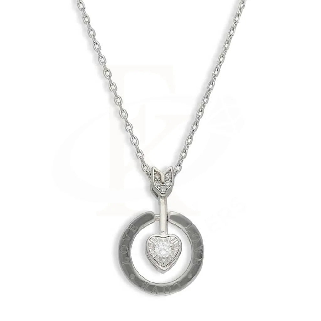 Sterling Silver 925 Heart Arrow In Circle Necklace - Fkjnklsl3022 Necklaces