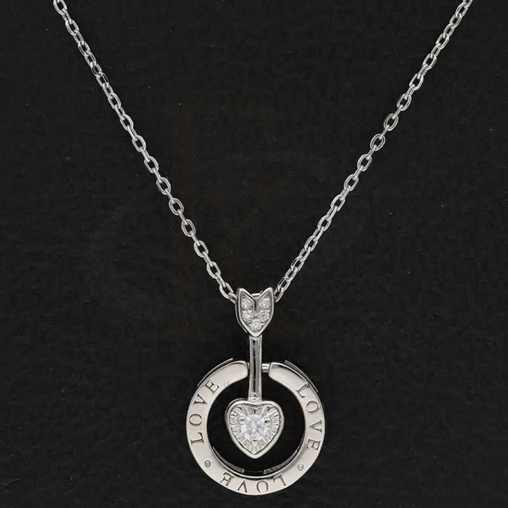 Sterling Silver 925 Heart Arrow In Circle Necklace - Fkjnklsl3022 Necklaces