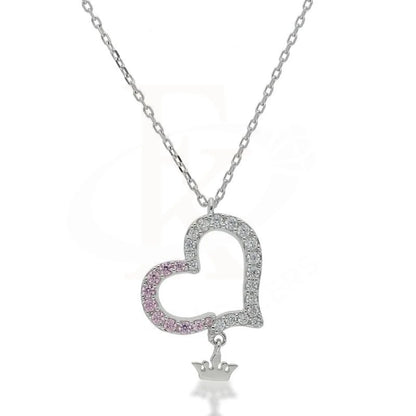 Italian Silver 925 Heart With Hanging Crown Necklace - Fkjnklsl2178 Necklaces