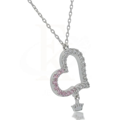 Italian Silver 925 Heart With Hanging Crown Necklace - Fkjnklsl2178 Necklaces