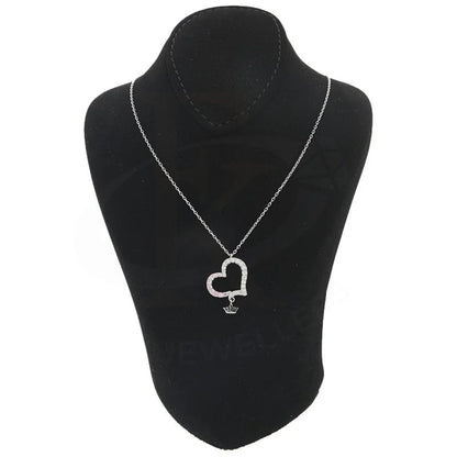 Italian Silver 925 Heart With Hanging Crown Necklace - Fkjnklsl2178 Necklaces