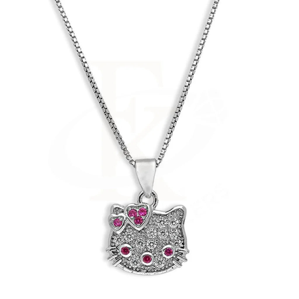 Italian Silver 925 Hello Kitty Pendant Set (Necklace Earrings And Ring) - Fkjnklstsl2315 Sets