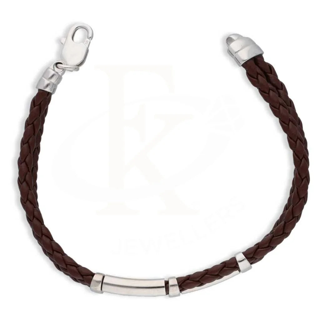 Sterling Silver 925 Leather Bracelet - Fkjbrlsl2859 Bracelets