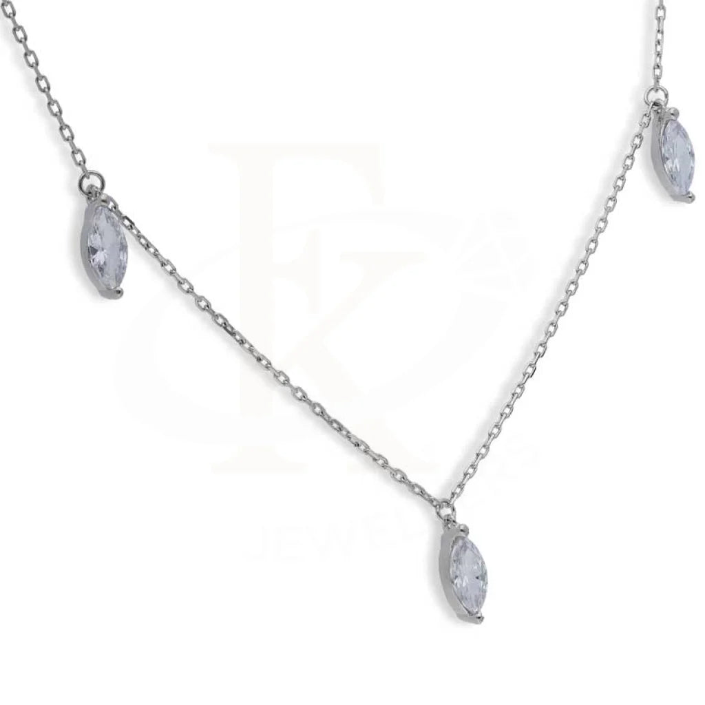 Sterling Silver 925 Marquise Shaped Solitaires Necklace - Fkjnklsl2928 Necklaces