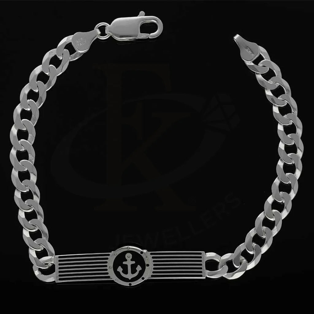 Sterling Silver 925 Mens Anchor Figaro Bracelet - Fkjbrlsl2879 Bracelets
