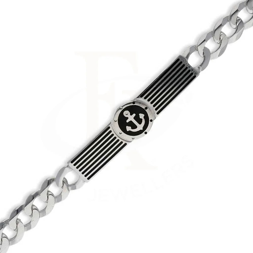 Sterling Silver 925 Mens Anchor Figaro Bracelet - Fkjbrlsl2879 Bracelets