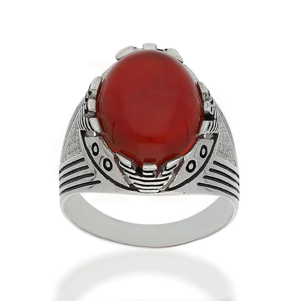 Italian Silver 925 Mens Red Solitaire Ring - Fkjrnsl2507 Rings