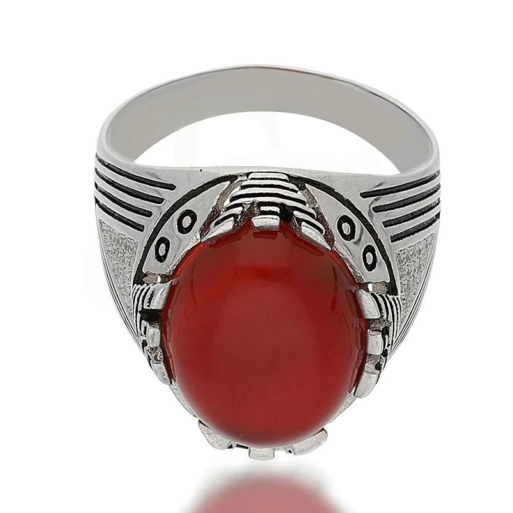 Italian Silver 925 Mens Red Solitaire Ring - Fkjrnsl2507 Rings