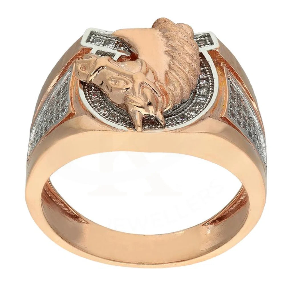 Italian Silver 925 Mens Rose Gold Plated Horse Shaped Ring - Fkjrnsl2905 Rings