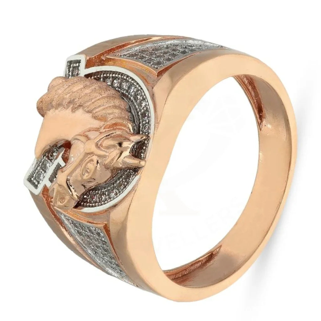 Italian Silver 925 Mens Rose Gold Plated Horse Shaped Ring - Fkjrnsl2905 Rings