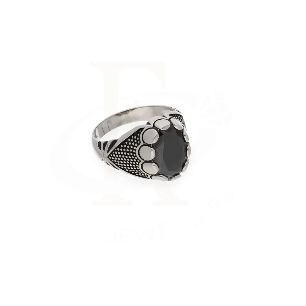 Sterling Silver 925 Mens Solitaire Black Zircon Stone Ring - Fkjrnsl8240 Rings