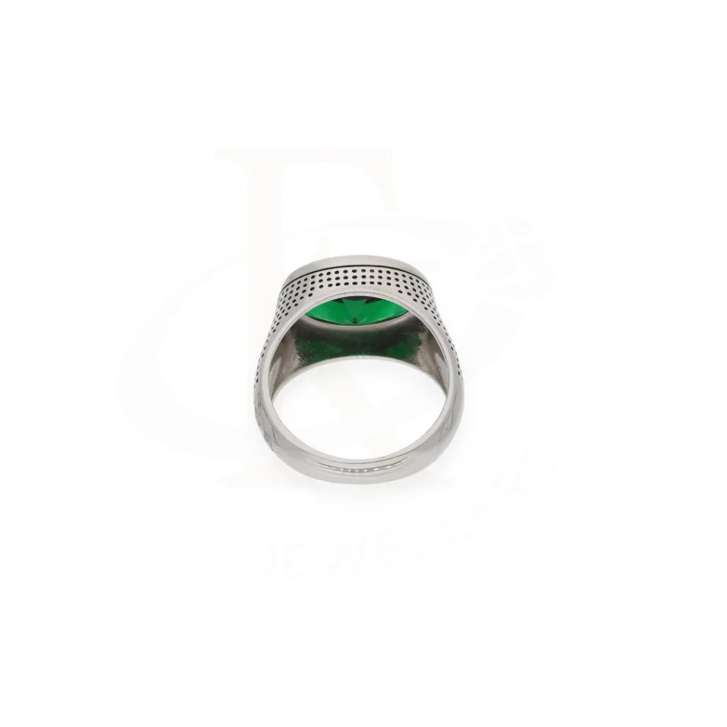 Sterling Silver 925 Mens Solitaire Green Zircon Stone Ring - Fkjrnsl8244 Rings