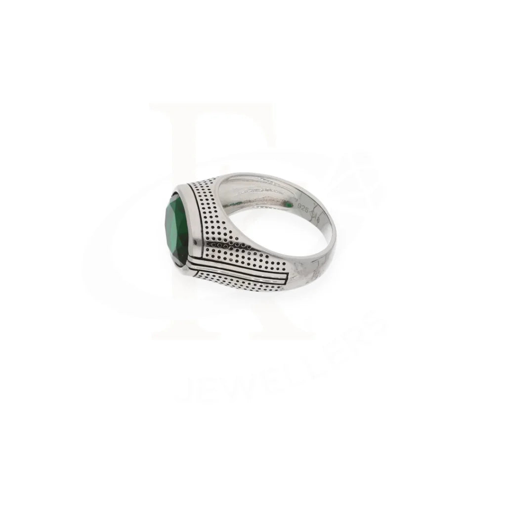 Sterling Silver 925 Mens Solitaire Green Zircon Stone Ring - Fkjrnsl8244 Rings