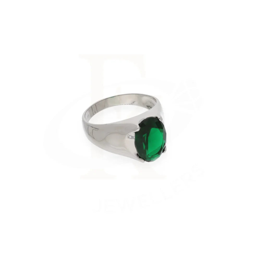 Sterling Silver 925 Mens Solitaire Green Zircon Stone Ring - Fkjrnsl8245 Rings