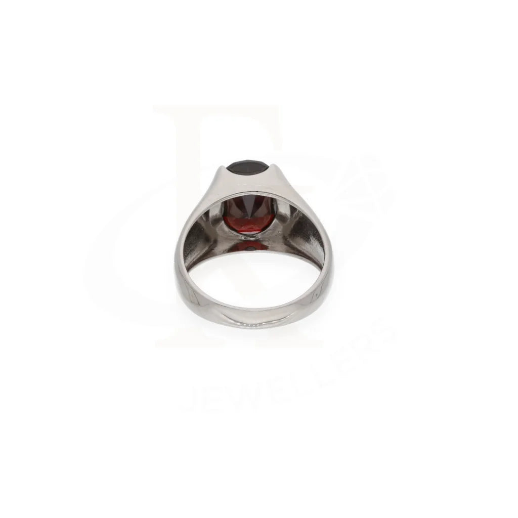 Sterling Silver 925 Mens Solitaire Red Zircon Stone Ring - Fkjrnsl8246 Rings