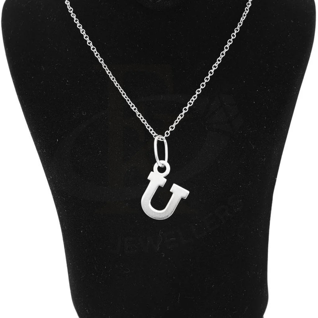 Italian Silver 925 Necklace (Chain With Alphabet Pendant) - Fkjnklsl2002 Letter U / 2.92 Grams