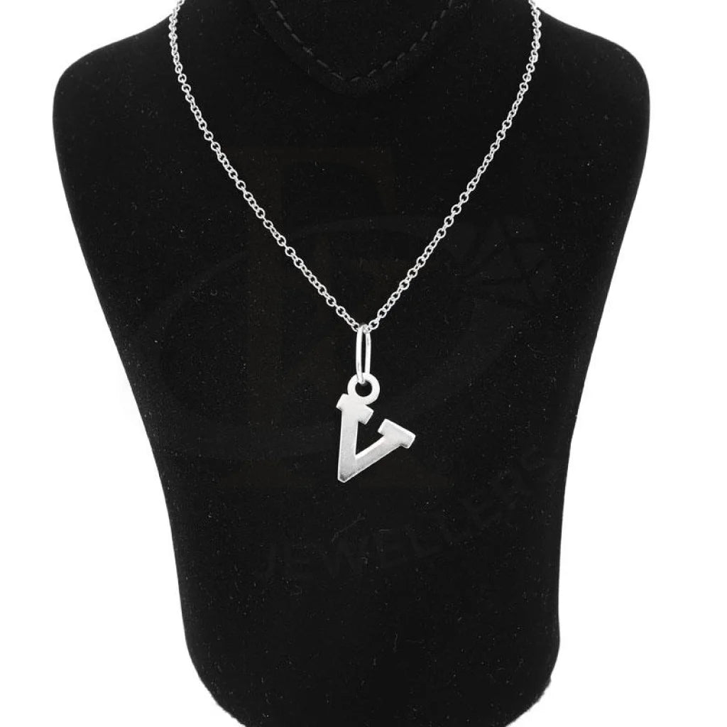 Italian Silver 925 Necklace (Chain With Alphabet Pendant) - Fkjnklsl2002 Letter V / 2.75 Grams