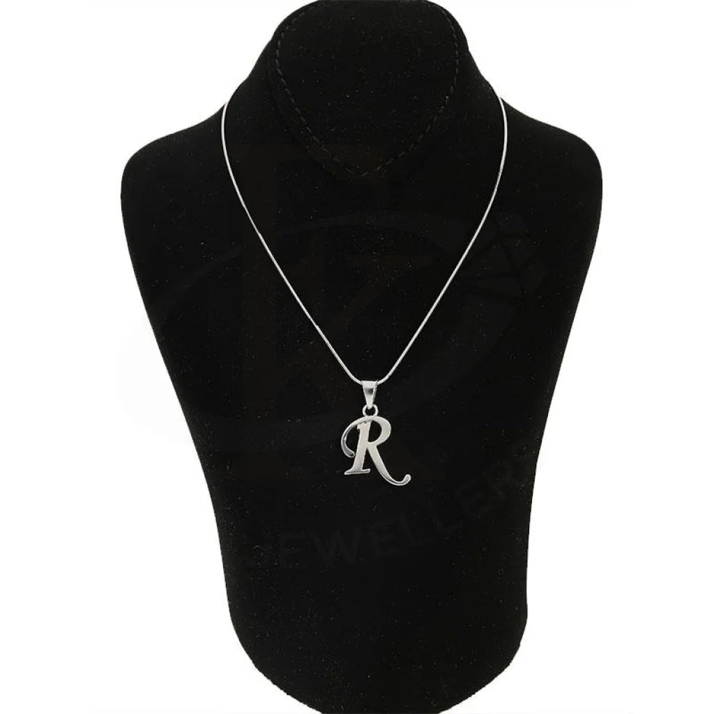 Italian Silver 925 Necklace (Chain With Alphabet Pendant) - Fkjnklsl2050 Letter R / 3.45 Grams