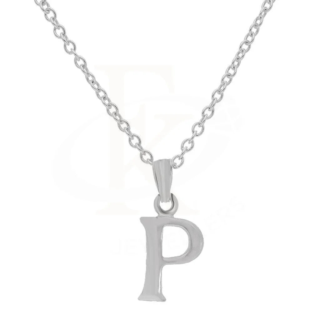 Italian Silver 925 Necklace (Chain With Alphabet Pendant) - Fkjnklsl2051 Letter P / 2.59 Grams