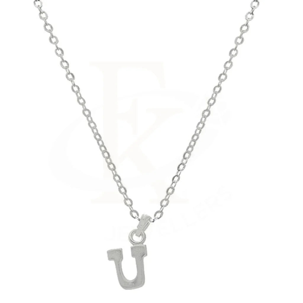 Italian Silver 925 Necklace (Chain With Alphabet Pendant) - Fkjnklsl2051 Letter U / 2.58 Grams