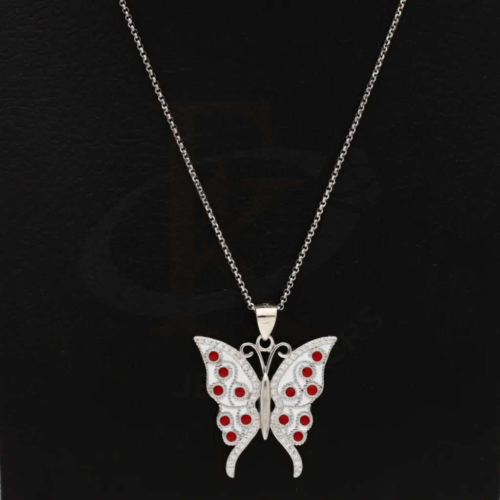 Sterling Silver 925 Necklace (Chain With Luxury Statement Butterfly Pendant) - Fkjnklsl8596