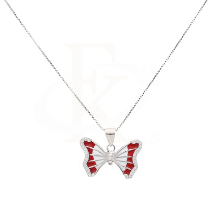 Sterling Silver 925 Necklace (Chain With Enamel And Zirconia Butterfly Pendant) - Fkjnklsl8603