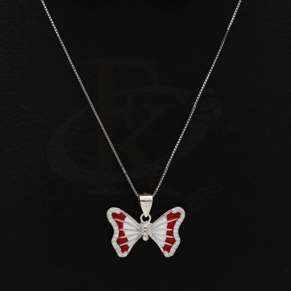 Sterling Silver 925 Necklace (Chain With Enamel And Zirconia Butterfly Pendant) - Fkjnklsl8603