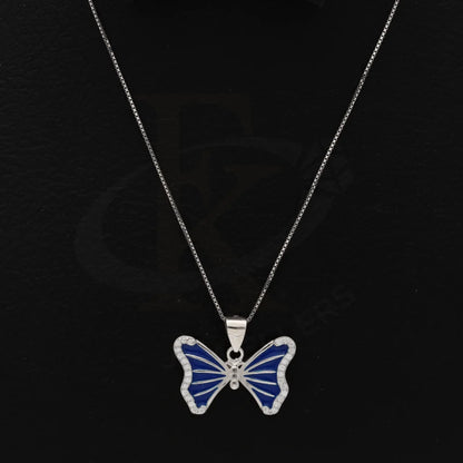 Sterling Silver 925 Necklace (Chain With Ice Out Blue Ulysses Butterfly Pendant) - Fkjnklsl8601