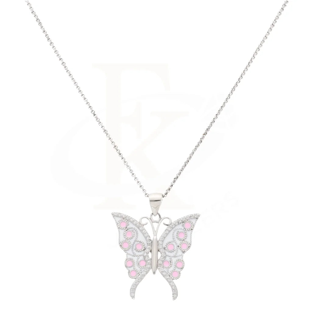Sterling Silver 925 Necklace (Chain With Luxury Statement Butterfly Pendant) - Fkjnklsl8597