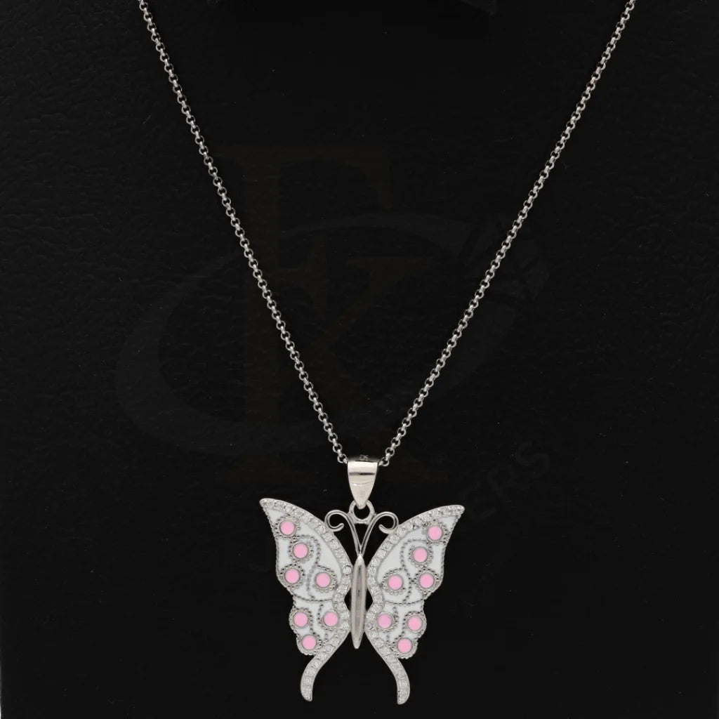 Sterling Silver 925 Necklace (Chain With Luxury Statement Butterfly Pendant) - Fkjnklsl8597