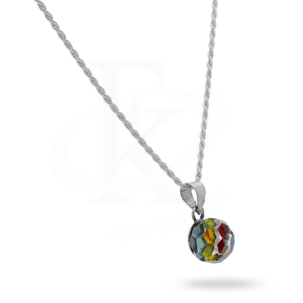 Italian Silver 925 Necklace (Chain With Round Prism Pendant) - Fkjnklsl2189 Necklaces