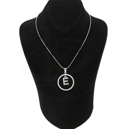 Italian Silver 925 Necklace (Chain With Round Shaped Alphabet Pendant) - Fkjnklsl1999 Letter E /