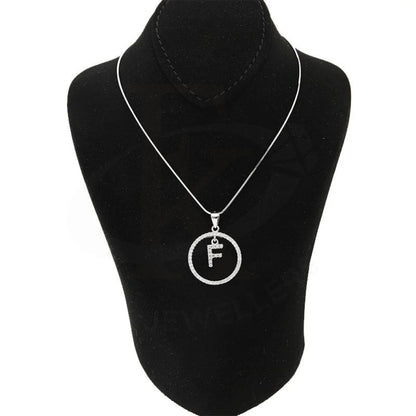 Italian Silver 925 Necklace (Chain With Round Shaped Alphabet Pendant) - Fkjnklsl1999 Letter F /