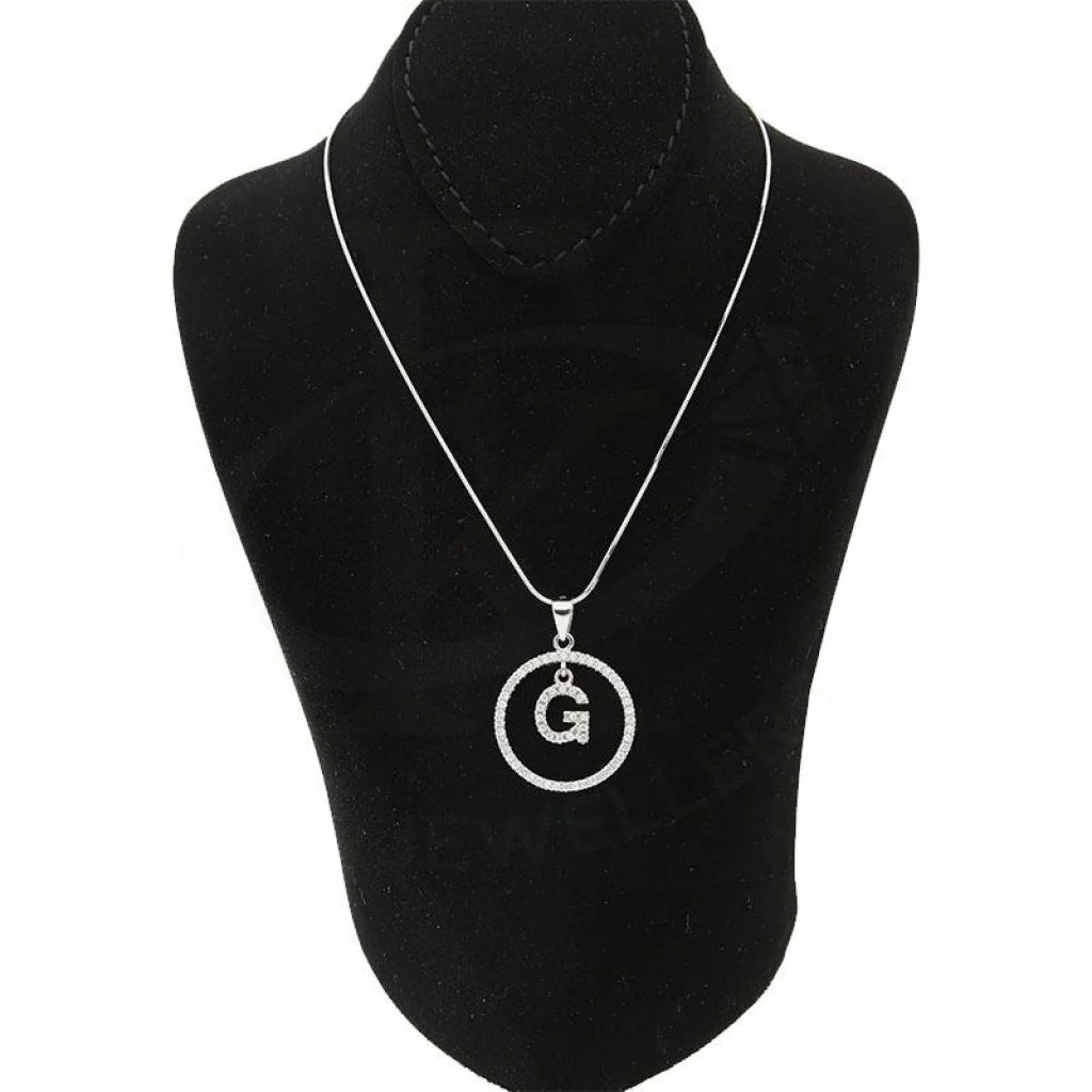 Italian Silver 925 Necklace (Chain With Round Shaped Alphabet Pendant) - Fkjnklsl1999 Letter G /