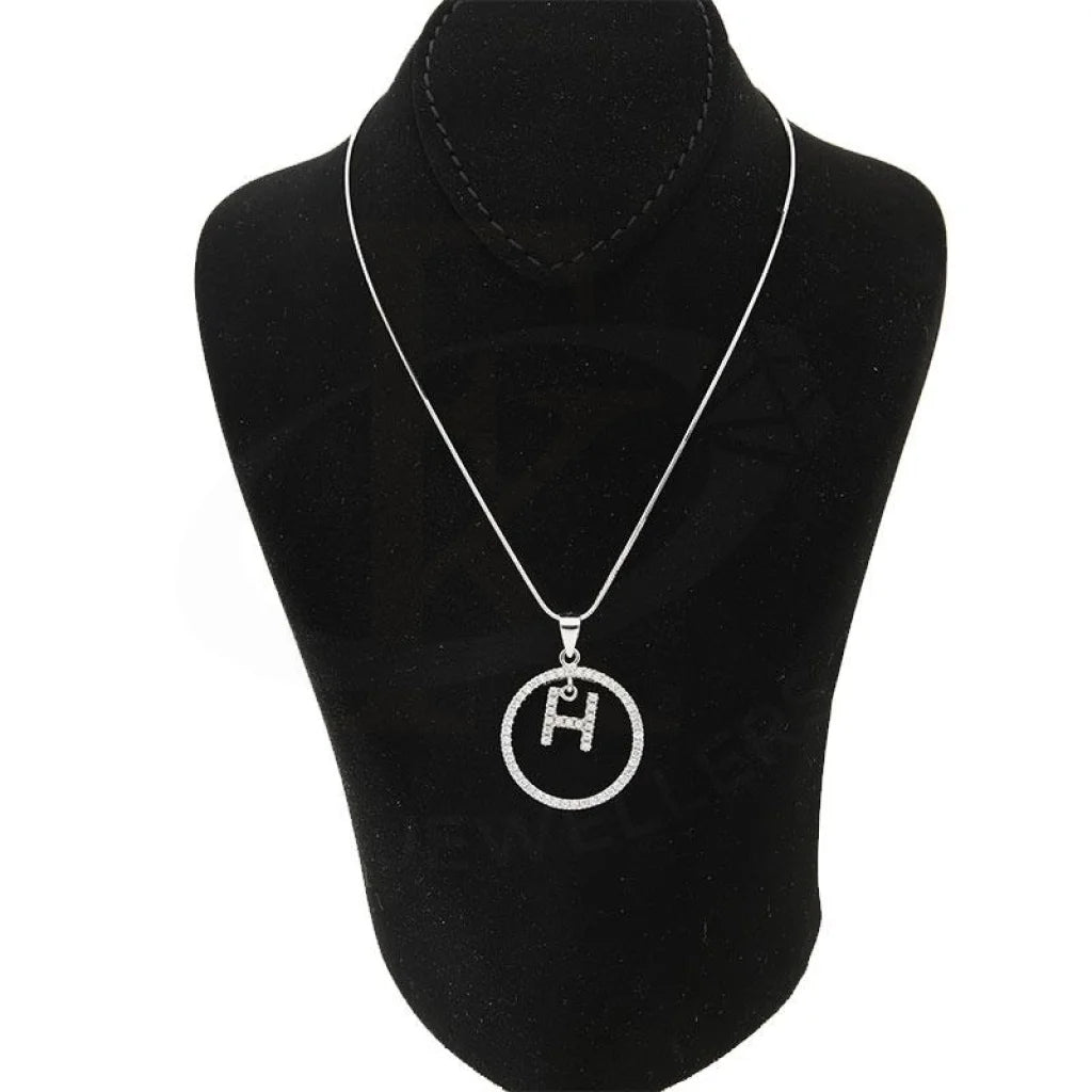 Italian Silver 925 Necklace (Chain With Round Shaped Alphabet Pendant) - Fkjnklsl1999 Letter H /