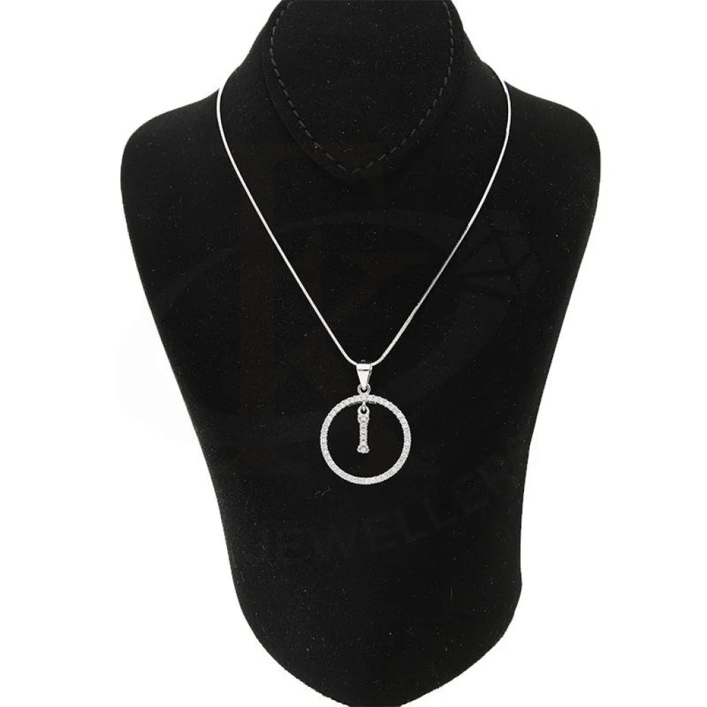 Italian Silver 925 Necklace (Chain With Round Shaped Alphabet Pendant) - Fkjnklsl1999 Letter I /