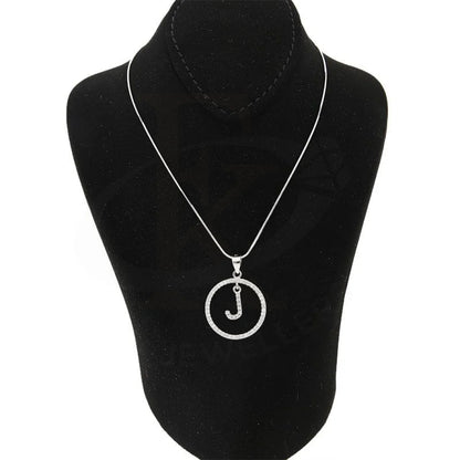 Italian Silver 925 Necklace (Chain With Round Shaped Alphabet Pendant) - Fkjnklsl1999 Letter J /