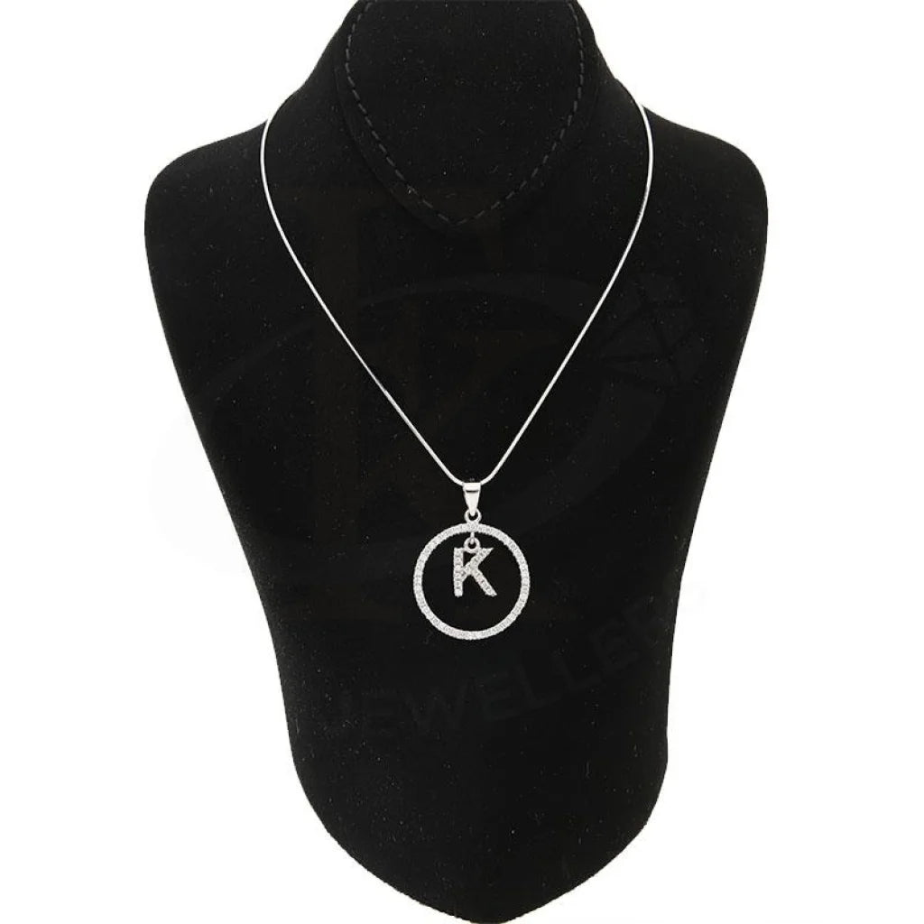 Italian Silver 925 Necklace (Chain With Round Shaped Alphabet Pendant) - Fkjnklsl1999 Letter K /