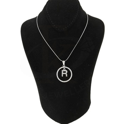 Italian Silver 925 Necklace (Chain With Round Shaped Alphabet Pendant) - Fkjnklsl1999 Letter R /