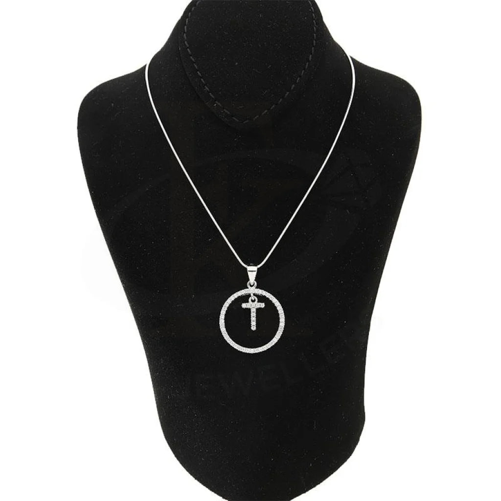 Italian Silver 925 Necklace (Chain With Round Shaped Alphabet Pendant) - Fkjnklsl1999 Letter T /