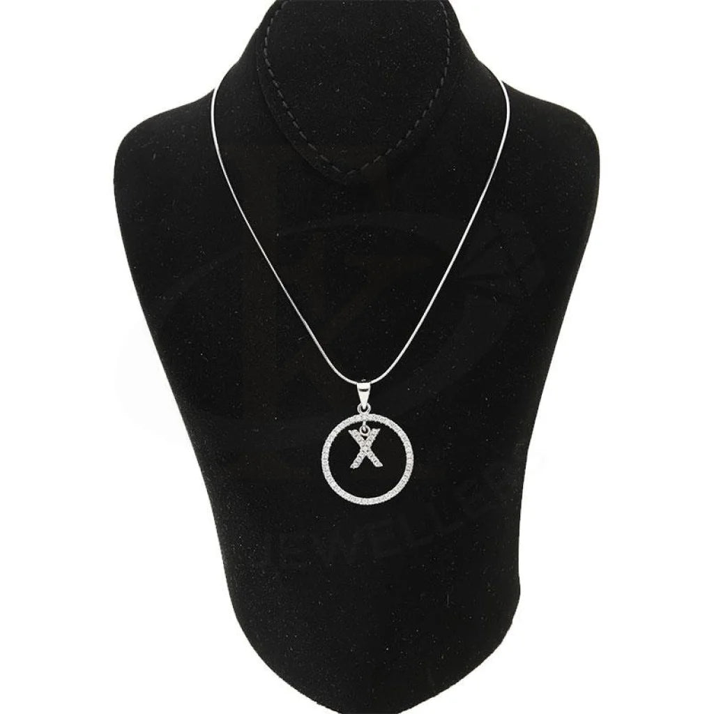 Italian Silver 925 Necklace (Chain With Round Shaped Alphabet Pendant) - Fkjnklsl1999 Letter X /