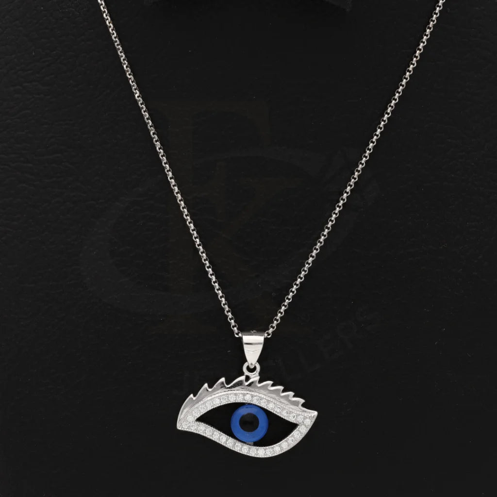 Sterling Silver 925 Necklace (Chain With Sparkling Topaz Open Evil Eye Pendant) - Fkjnklsl8598