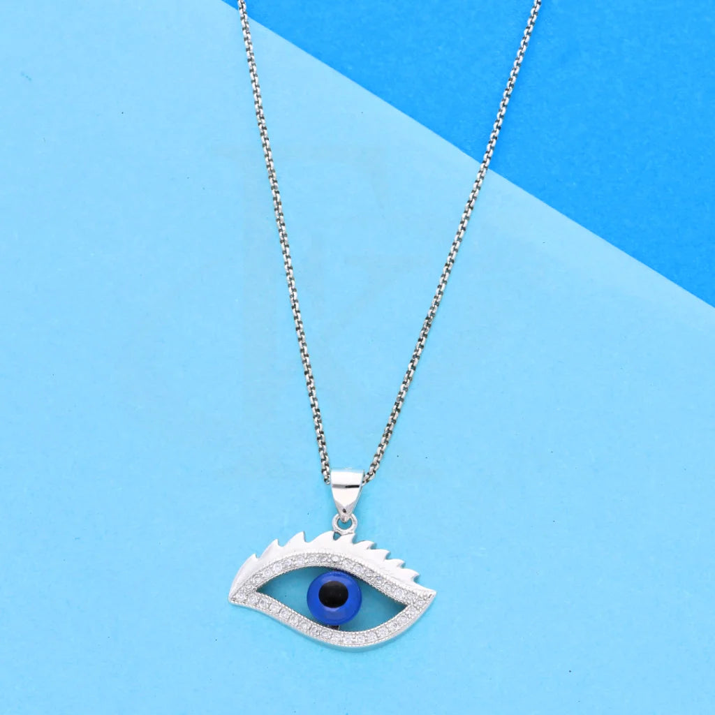 Sterling Silver 925 Necklace (Chain With Sparkling Topaz Open Evil Eye Pendant) - Fkjnklsl8598