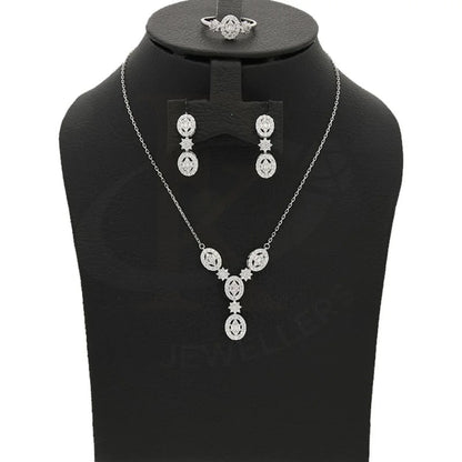 Italian Silver 925 Oval Shaped Pendant Set (Necklace Earrings And Ring) - Fkjnklstsl2344 Sets