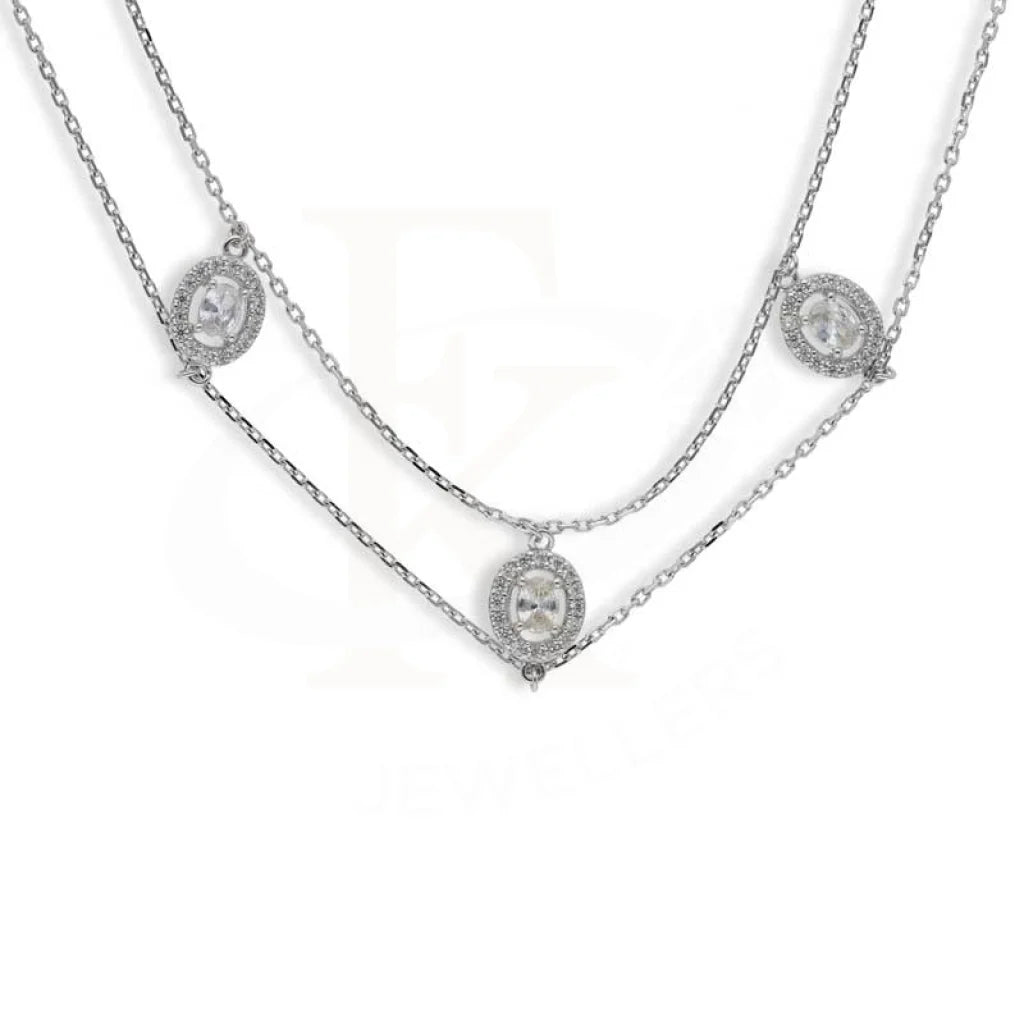 Sterling Silver 925 Oval Shaped Solitaires Necklace - Fkjnklsl2923 Necklaces